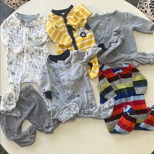 3 Month lot of 5 Feetie PJs & pants